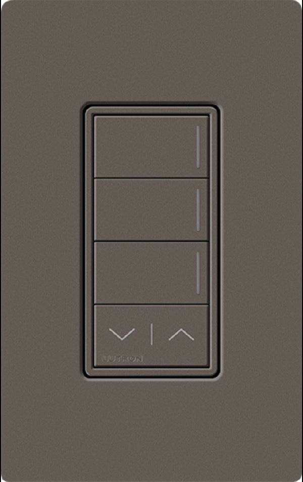 Lutron RRST-HN3RL-TF RadioRA 3 Sunnata RF Keypad, 3-Button with Raise/Lower Hybrid Keypad in Truffle