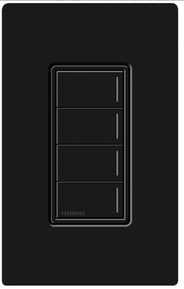 Lutron RRST-HN4B-BL RadioRA 3 Sunnata RF Keypad, 4-Button Hybrid Keypad in Black