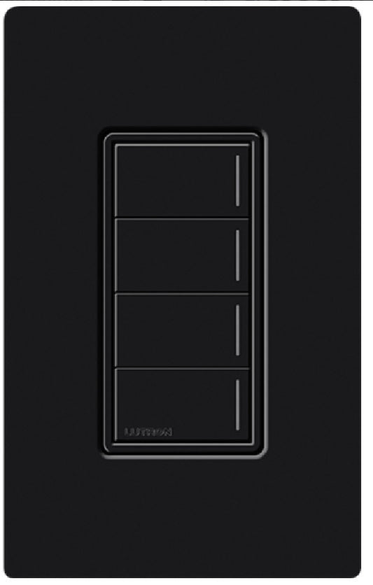 Lutron RRST-HN4B-BL RadioRA 3 Sunnata RF Keypad, 4-Button Hybrid Keypad in Black