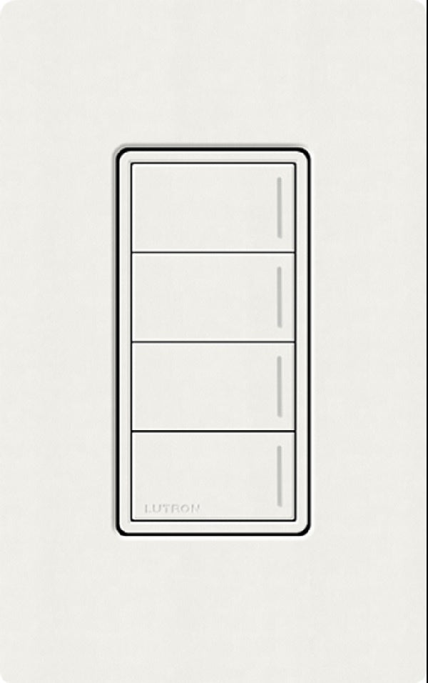 Lutron RRST-HN4B-GL RadioRA 3 Sunnata RF Keypad, 4-Button Hybrid Keypad in Glacier White