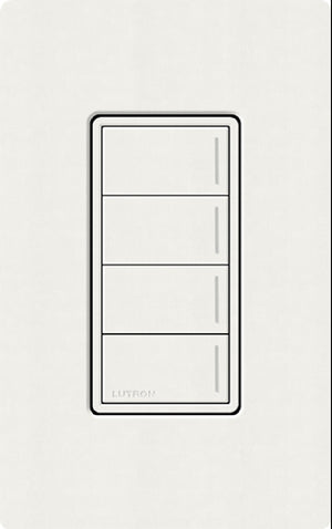 Lutron RRST-HN4B-GL RadioRA 3 Sunnata RF Keypad, 4-Button Hybrid Keypad in Glacier White