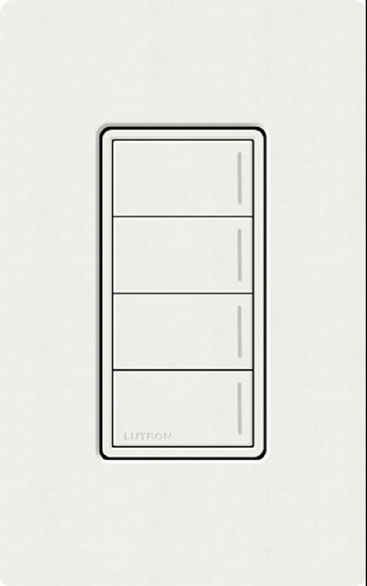 Lutron RRST-HN4B-GL RadioRA 3 Sunnata RF Keypad, 4-Button Hybrid Keypad in Glacier White