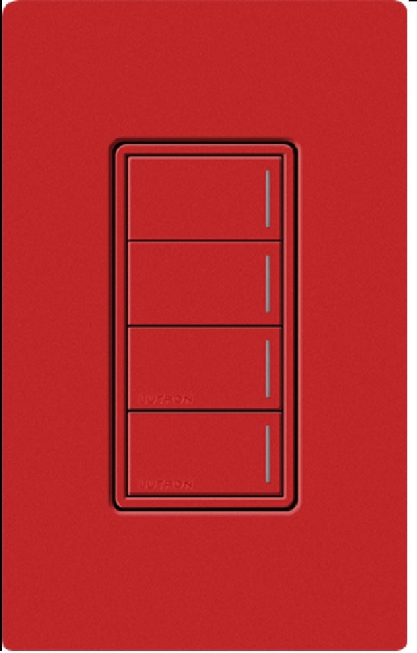 Lutron RRST-HN4B-SR RadioRA 3 Sunnata RF Keypad, 4-Button Hybrid Keypad in Signal Red