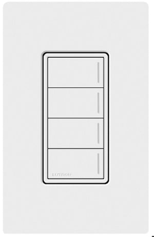 Lutron RRST-HN4B-WH RadioRA 3 Sunnata RF Keypad, 4-Button Hybrid Keypad in White