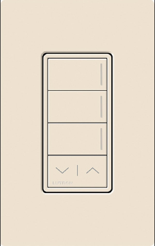 Lutron RRST-W3RL-LA RadioRA 3 Sunnata RF Keypad, 3-Button with Raise/Lower Keypad  in Light Almond
