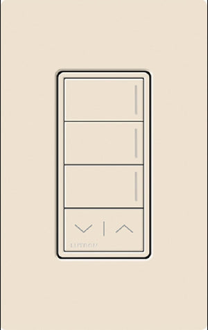Lutron RRST-W3RL-LA RadioRA 3 Sunnata RF Keypad, 3-Button with Raise/Lower Keypad  in Light Almond