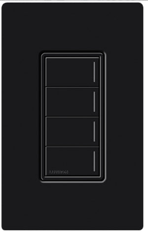 Lutron RRST-W4B-BL RadioRA 3 Sunnata RF Keypad, 4-Button Keypad  in Black