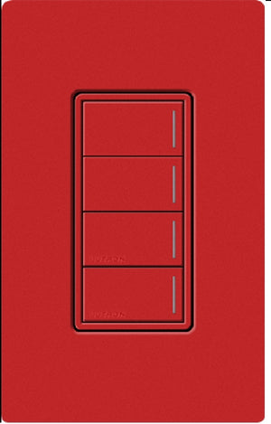 Lutron RRST-W4B-SR RadioRA 3 Sunnata RF Keypad, 4-Button Keypad in Signal Red