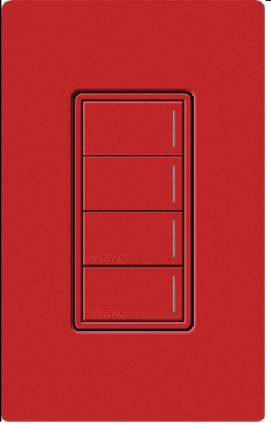 Lutron RRST-W4B-SR RadioRA 3 Sunnata RF Keypad, 4-Button Keypad in Signal Red