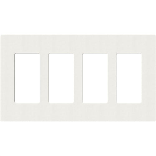 Lutron SC-4-RW Claro Satin Screwless Wallplate 4 Gang in Architectural White