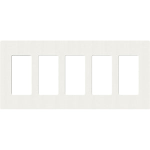 Lutron SC-5-GL Claro Satin Screwless Wallplate 5 Gang in Glacier White