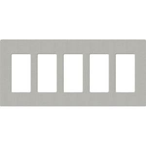Lutron SC-5-PB Claro Satin Screwless Wallplate 5 Gang in Pebble