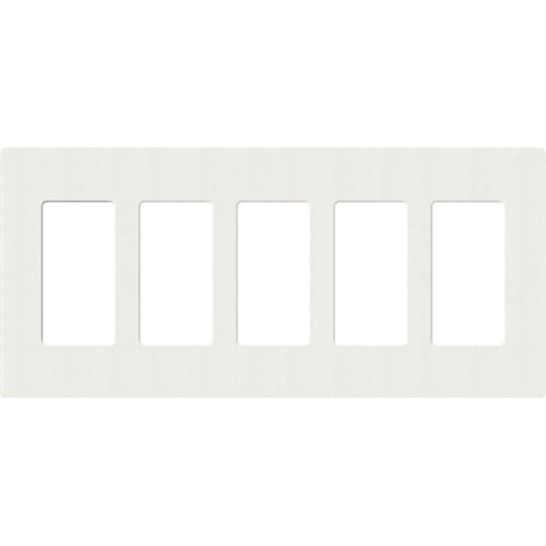 Lutron SC-5-RW Claro Satin Screwless Wallplate 5 Gang in Architectural White