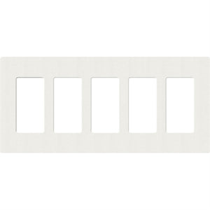 Lutron SC-5-RW Claro Satin Screwless Wallplate 5 Gang in Architectural White