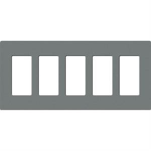 Lutron SC-5-SL Claro Satin Screwless Wallplate 5 Gang in Slate