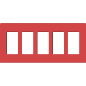 Lutron SC-5-SR Claro Satin Screwless Wallplate 5 Gang in Signal Red