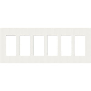 Lutron SC-6-GL Claro Satin Screwless Wallplate 5 Gang in Glacier White