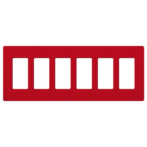 Lutron SC-6-HT Claro Satin Screwless Wallplate 6 Gang in Hot
