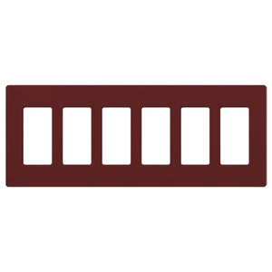 Lutron SC-6-MR Claro Satin Screwless Wallplate 6 Gang in Merlot