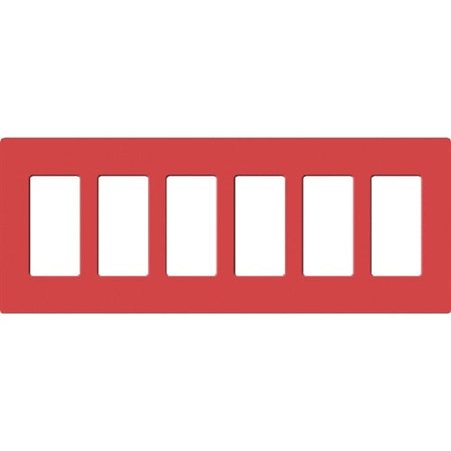 Lutron SC-6-SR Claro Satin Screwless Wallplate 5 Gang in Signal Red