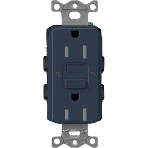 Lutron SCR-15-GFST-DE  Claro Satin Self-Testing Tamper Resistant 15A GFCI Receptacle in Deep Sea