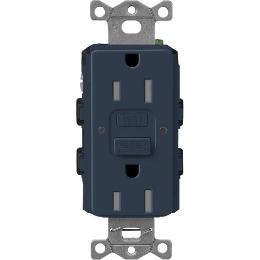 Lutron SCR-15-GFST-DE  Claro Satin Self-Testing Tamper Resistant 15A GFCI Receptacle in Deep Sea