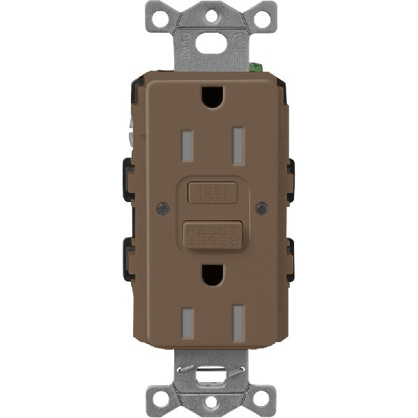 Lutron SCR-15-GFST-EP  Claro Satin Self-Testing Tamper Resistant 15A GFCI Receptacle in Espresso