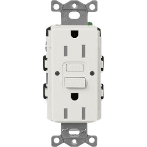 Lutron SCR-15-GFST-LG  Claro Satin Self-Testing Tamper Resistant 15A GFCI Receptacle in Lunar Gray