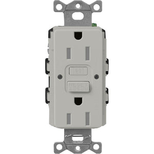 Lutron SCR-15-GFST-PB  Claro Satin Self-Testing Tamper Resistant 15A GFCI Receptacle in Pebble