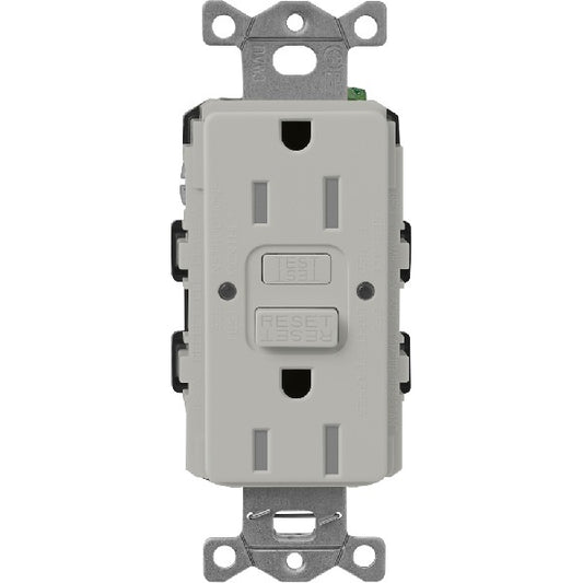 Lutron SCR-15-GFST-PB  Claro Satin Self-Testing Tamper Resistant 15A GFCI Receptacle in Pebble