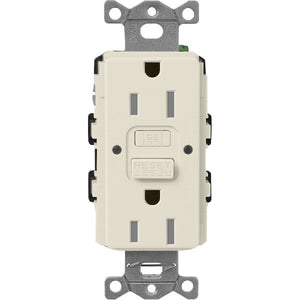 Lutron SCR-15-GFST-PM  Claro Satin Self-Testing Tamper Resistant 15A GFCI Receptacle in Pumice