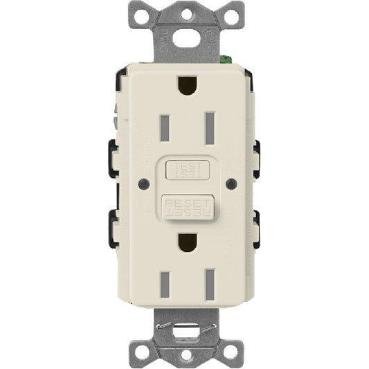 Lutron SCR-15-GFST-PM  Claro Satin Self-Testing Tamper Resistant 15A GFCI Receptacle in Pumice