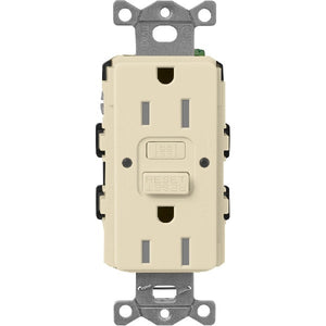 Lutron SCR-15-GFST-SD  Claro Satin Self-Testing Tamper Resistant 15A GFCI Receptacle in Sand