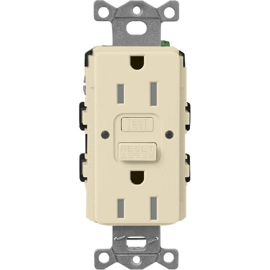 Lutron SCR-15-GFST-SD  Claro Satin Self-Testing Tamper Resistant 15A GFCI Receptacle in Sand