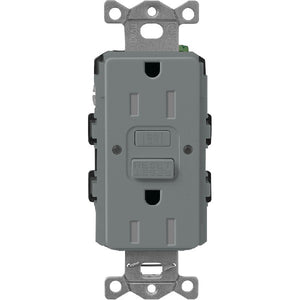 Lutron SCR-15-GFST-SL  Claro Satin Self-Testing Tamper Resistant 15A GFCI Receptacle in Slate