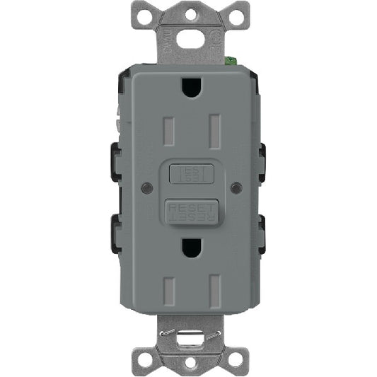 Lutron SCR-15-GFST-SL  Claro Satin Self-Testing Tamper Resistant 15A GFCI Receptacle in Slate