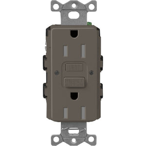 Lutron SCR-15-GFST-TF  Claro Satin Self-Testing Tamper Resistant 15A GFCI Receptacle in Truffle