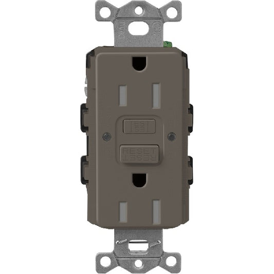 Lutron SCR-15-GFST-TF  Claro Satin Self-Testing Tamper Resistant 15A GFCI Receptacle in Truffle