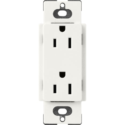Lutron SCR-15-GL Claro Satin 15A Duplex Receptacle, Not Tamper Resistant in Glacier White