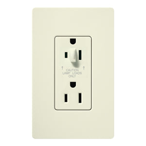 Lutron SCR-15-HDTR-BI Claro Satin Tamper Resistant 15A Split Duplex Receptacle Half for Dimming Use in Biscuit