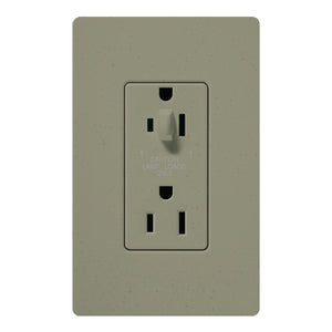 Lutron SCR-15-HDTR-GB Claro Satin Tamper Resistant 15A Split Duplex Receptacle Half for Dimming Use in Greenbriar