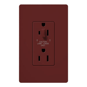 Lutron SCR-15-HDTR-MR Claro Satin Tamper Resistant 15A Split Duplex Receptacle Half for Dimming Use in Merlot