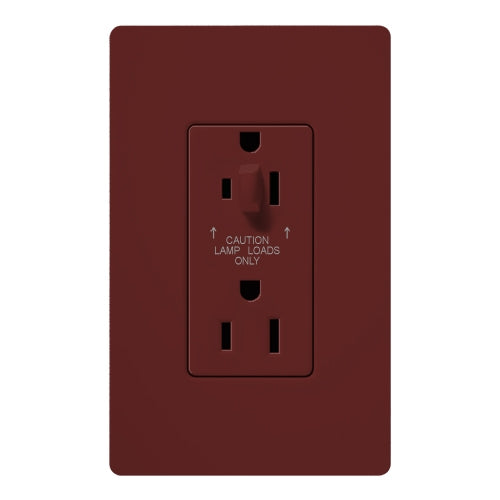 Lutron SCR-15-HDTR-MR Claro Satin Tamper Resistant 15A Split Duplex Receptacle Half for Dimming Use in Merlot