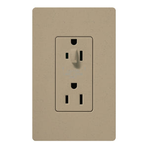 Lutron SCR-15-HDTR-MS Claro Satin Tamper Resistant 15A Split Duplex Receptacle Half for Dimming Use in Mocha Stone