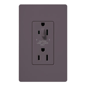 Lutron SCR-15-HDTR-PL Claro Satin Tamper Resistant 15A Split Duplex Receptacle Half for Dimming Use in Plum