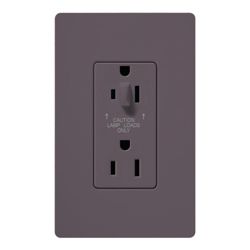 Lutron SCR-15-HDTR-PL Claro Satin Tamper Resistant 15A Split Duplex Receptacle Half for Dimming Use in Plum