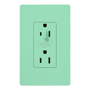 Lutron SCR-15-HDTR-SG Claro Satin Tamper Resistant 15A Split Duplex Receptacle Half for Dimming Use in Sea Glass
