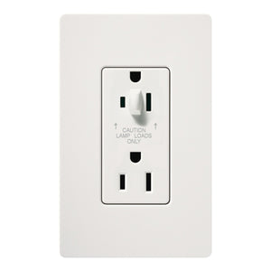 Lutron SCR-15-HDTR-SW Claro Satin Tamper Resistant 15A Split Duplex Receptacle Half for Dimming Use in Snow