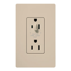 Lutron SCR-15-HDTR-TP Claro Satin Tamper Resistant 15A Split Duplex Receptacle Half for Dimming Use in Taupe