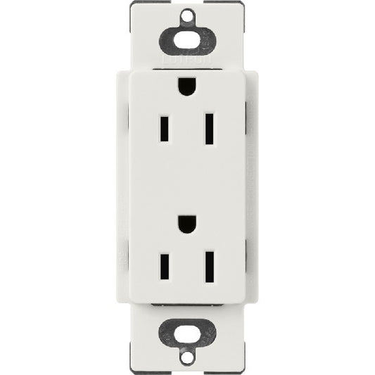 Lutron SCR-15-LG Claro Satin 15A Duplex Receptacle, Not Tamper Resistant in Lunar Gray